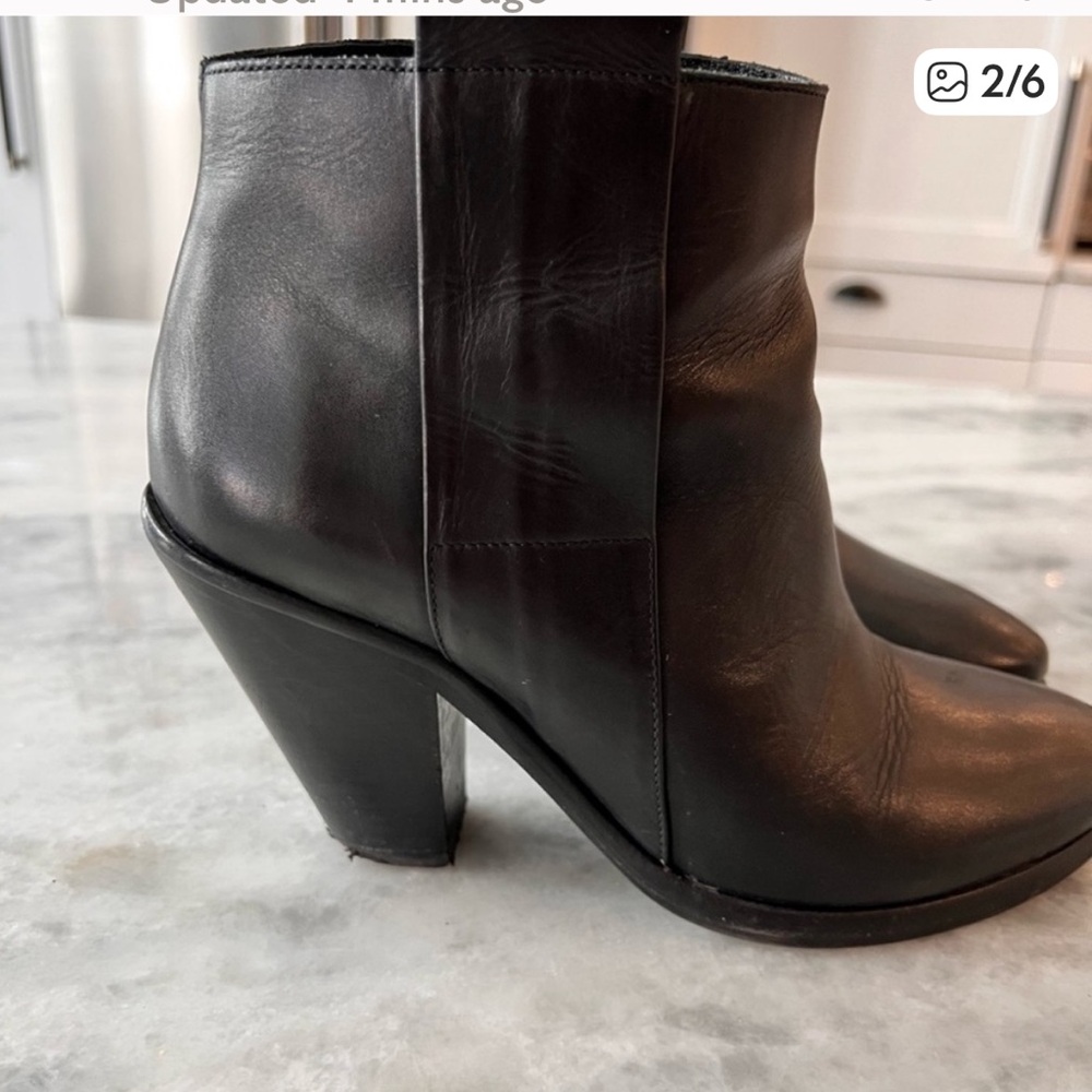 All Saints Sleek Black Leather Ankle Boots 8 - Picture 2 of 7